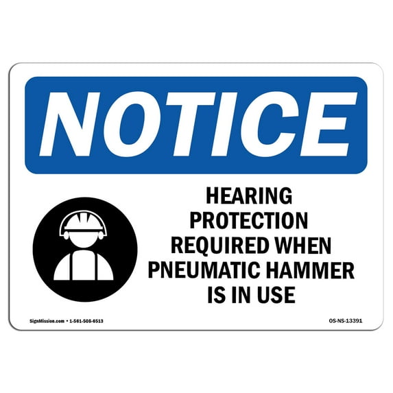 OSHA Notice Signs - Hearing Protection Required Sign With Symbol | Decal | Protect Your Business, Work Site, Warehouse | Made in the USA