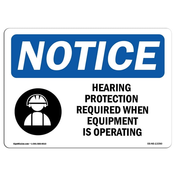 OSHA Notice Signs - Hearing Protection Required Sign With Symbol | Decal | Protect Your Business, Work Site, Warehouse | Made in the USA