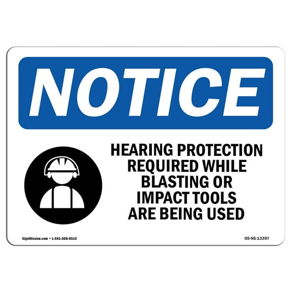 OSHA Notice Signs - Hearing Protection Required Sign With Symbol | Decal | Protect Your Business, Work Site, Warehouse | Made in the USA