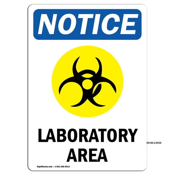 OSHA Notice Signs - Laboratory Area Sign With Symbol | Decal | Protect Your Business, Construction Site, Warehouse | Made in the USA