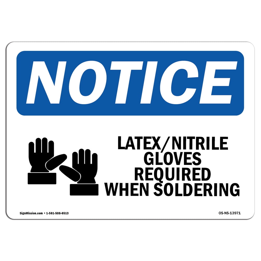 OSHA Notice Signs LatexNitrile Gloves Required Sign With Symbol