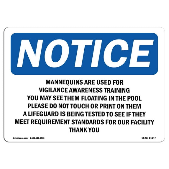 OSHA Notice Signs - Mannequins Are Used For Vigilance Awareness | Decal | Protect Your Business, Work Site, Warehouse | Made in the USA