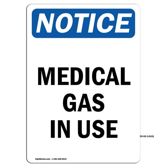OSHA Notice Signs - Medical Gas In Use | Decal | Protect Your Business, Construction Site, Warehouse & Shop Area | Made in the USA