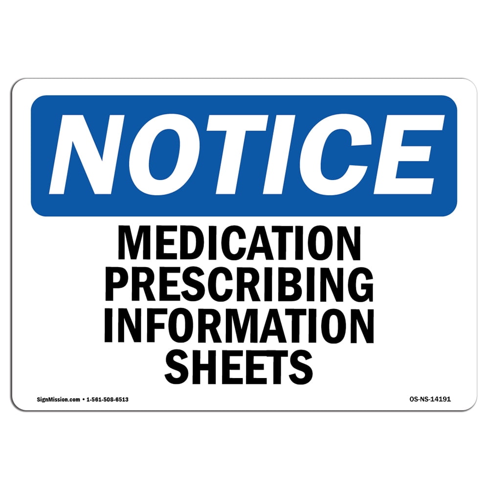 Medication Tech Sign OSHA Notice Signs - Medication Prescribing Information Sheets | Decal ...