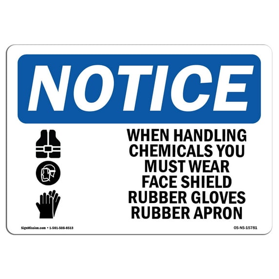 OSHA Notice Signs - NOTICE Handling Chemicals Wear PPE | Decal | Protect Your Business, Construction Site, Warehouse | Made in the USA