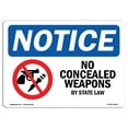 thumbnail image 1 of OSHA Notice Signs - NOTICE No Concealed Weapons By State Law | Decal | Protect Your Business, Work Site, Warehouse |  Made in the USA, 1 of 4