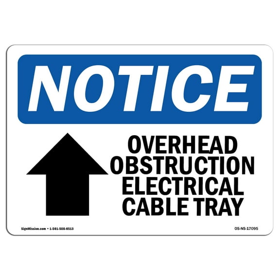 OSHA Notice Signs - Overhead Obstruction Electrical Sign With Symbol | Decal | Protect Your Business, Work Site |  Made in the USA