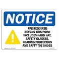 thumbnail image 1 of OSHA Notice Signs - PPE Required Beyond This Point Sign With Symbol | Decal | Protect Your Business, Work Site |  Made in the USA, 1 of 4