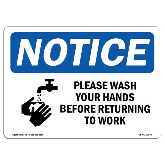 OSHA Notice Signs - Please Wash Your Hands Before Sign With Symbol | Decal | Protect Your Business, Work Site |  Made in the USA