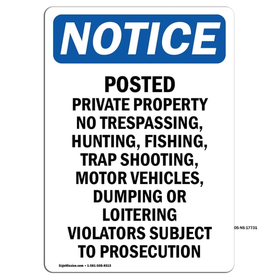 OSHA Notice Signs - Posted Private Property No Trespassing | Decal | Protect Your Business Work Site Warehouse | Made in the USA