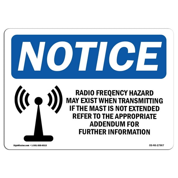OSHA Notice Signs - Radio Frequency Hazard May Exist Sign With Symbol | Decal | Protect Your Business, Work Site | Made in the USA