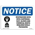 thumbnail image 1 of OSHA Notice Signs - Respirator With Hepa Cartridge Sign With Symbol | Extremely Durable Made in the USA Signs or Heavy Duty Vinyl label | Protect Your Warehouse & Business, 1 of 4
