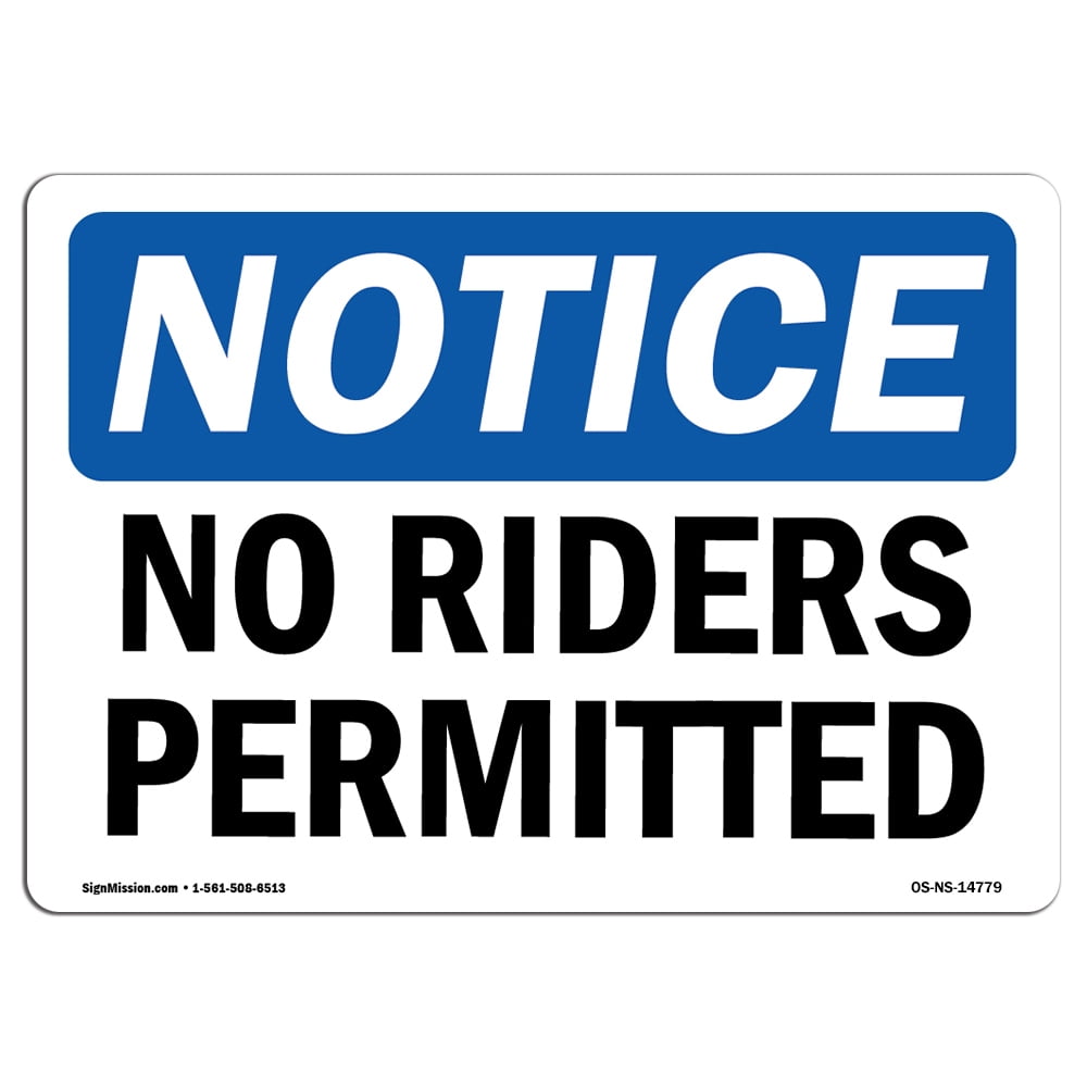 OSHA Notice Signs - No Riders Permitted Sign | Extremely Durable Made ...