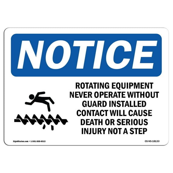 OSHA Notice Signs - Rotating Equipment Never Operate Sign With Symbol | Decal | Protect Your Business, Work Site | Made in the USA