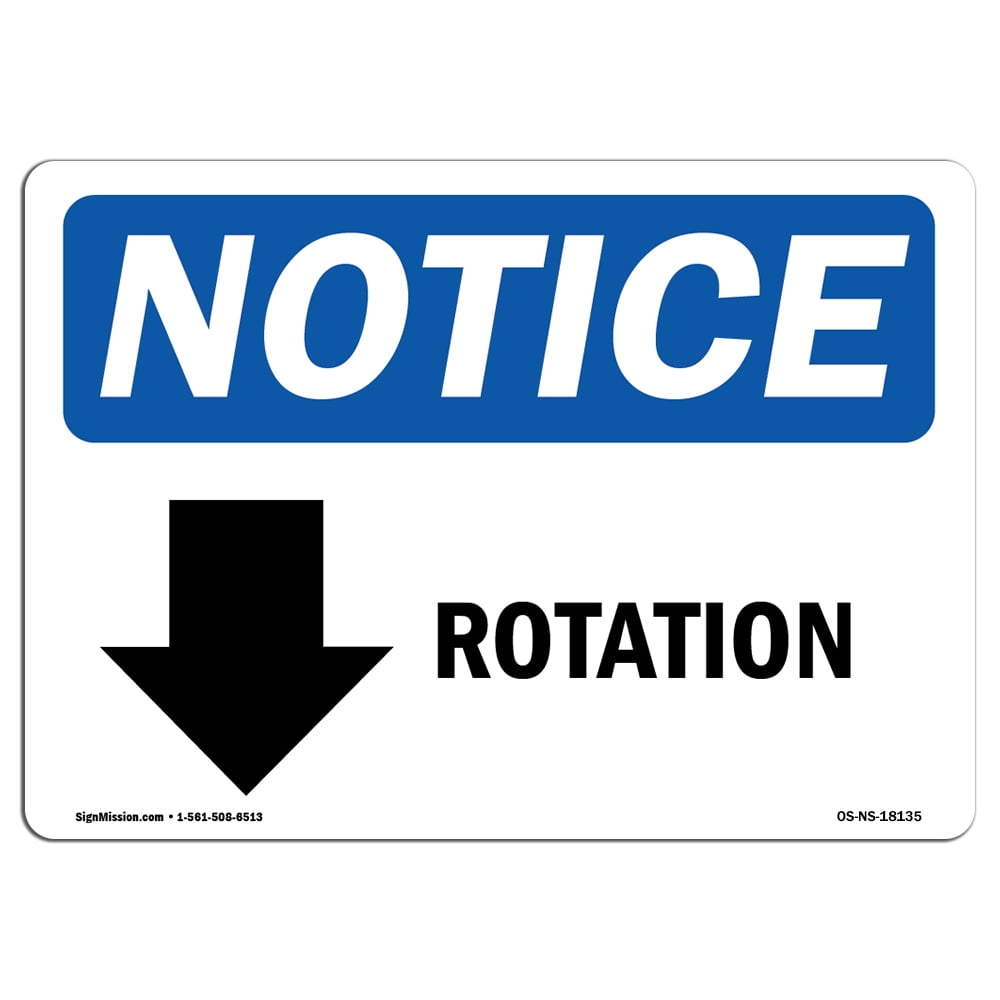 OSHA Notice Signs - Rotation [Down Arrow] Sign With Symbol | Decal ...