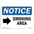 thumbnail image 1 of OSHA Notice Signs - Smoking Area [Right Arrow] Sign With Symbol | Decal | Protect Your Business, Work Site, Warehouse |  Made in the USA, 1 of 4