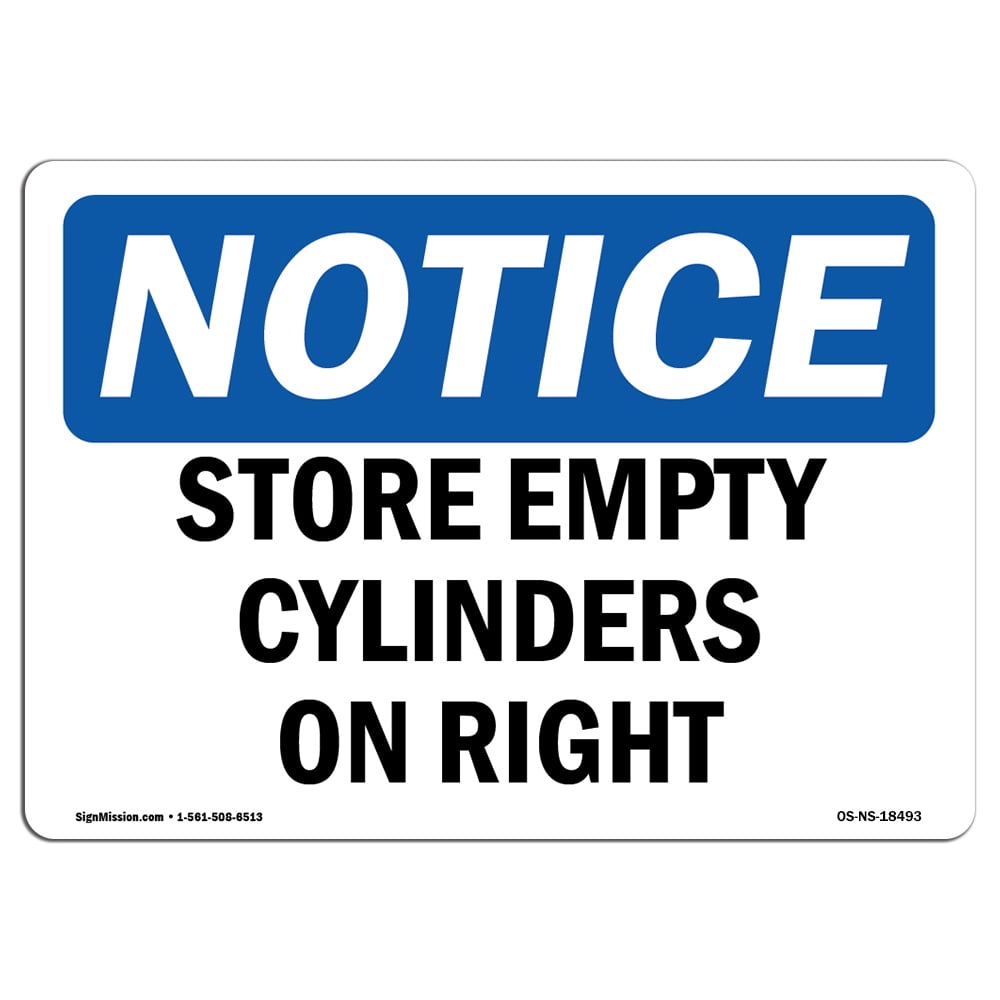 OSHA Notice Signs - Store Empty Cylinders On Right | Decal | Protect ...