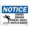 thumbnail image 1 of OSHA Notice Signs - Uneven Ground Rocks Holes Sign With Symbol | Decal | Protect Your Business Work Site Warehouse |  Made in the USA, 1 of 4