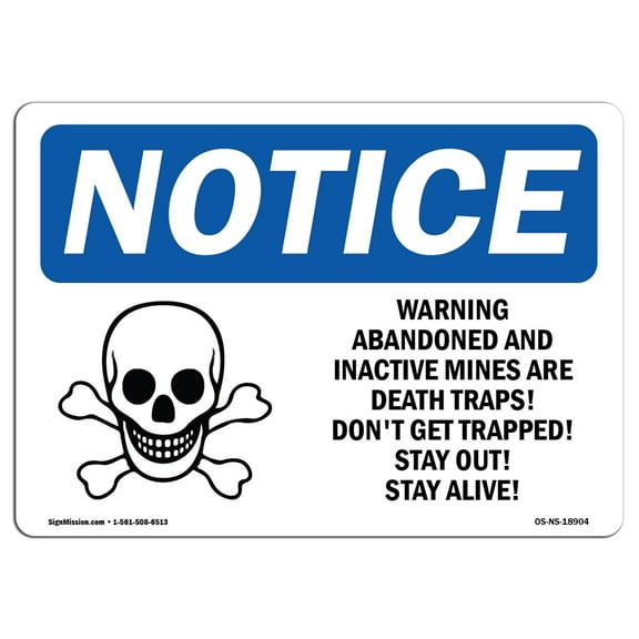 OSHA Notice Signs - Warning Abandoned And Inactive Sign With Symbol | Decal | Protect Your Business, Work Site |  Made in the USA