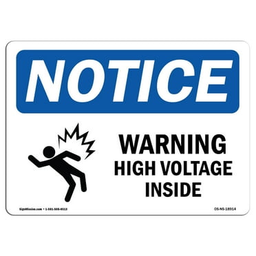 OSHA Notice Signs - Warning High Voltage Inside Sign With Symbol | Decal | Protect Your Business, Work Site, Warehouse |  Made in the USA