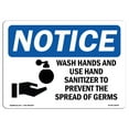 thumbnail image 1 of OSHA Notice Signs - Wash Hands And Use Hand Sanitizer Sign With Symbol | Decal | Protect Your Business, Work Site |  Made in the USA, 1 of 4