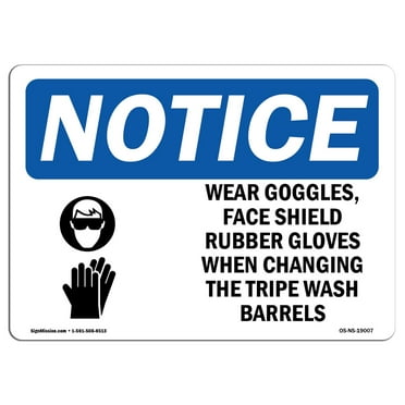 OSHA Notice Signs - Wear Goggles Face Shield & Sign With Symbol | Decal | Protect Your Business Work Site Warehouse |  Made in the USA