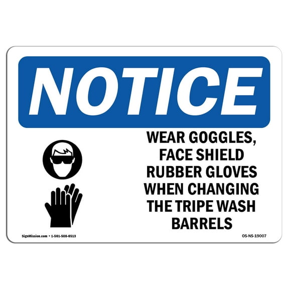 OSHA Notice Signs - Wear Goggles Face Shield & Sign With Symbol | Decal | Protect Your Business Work Site Warehouse |  Made in the USA