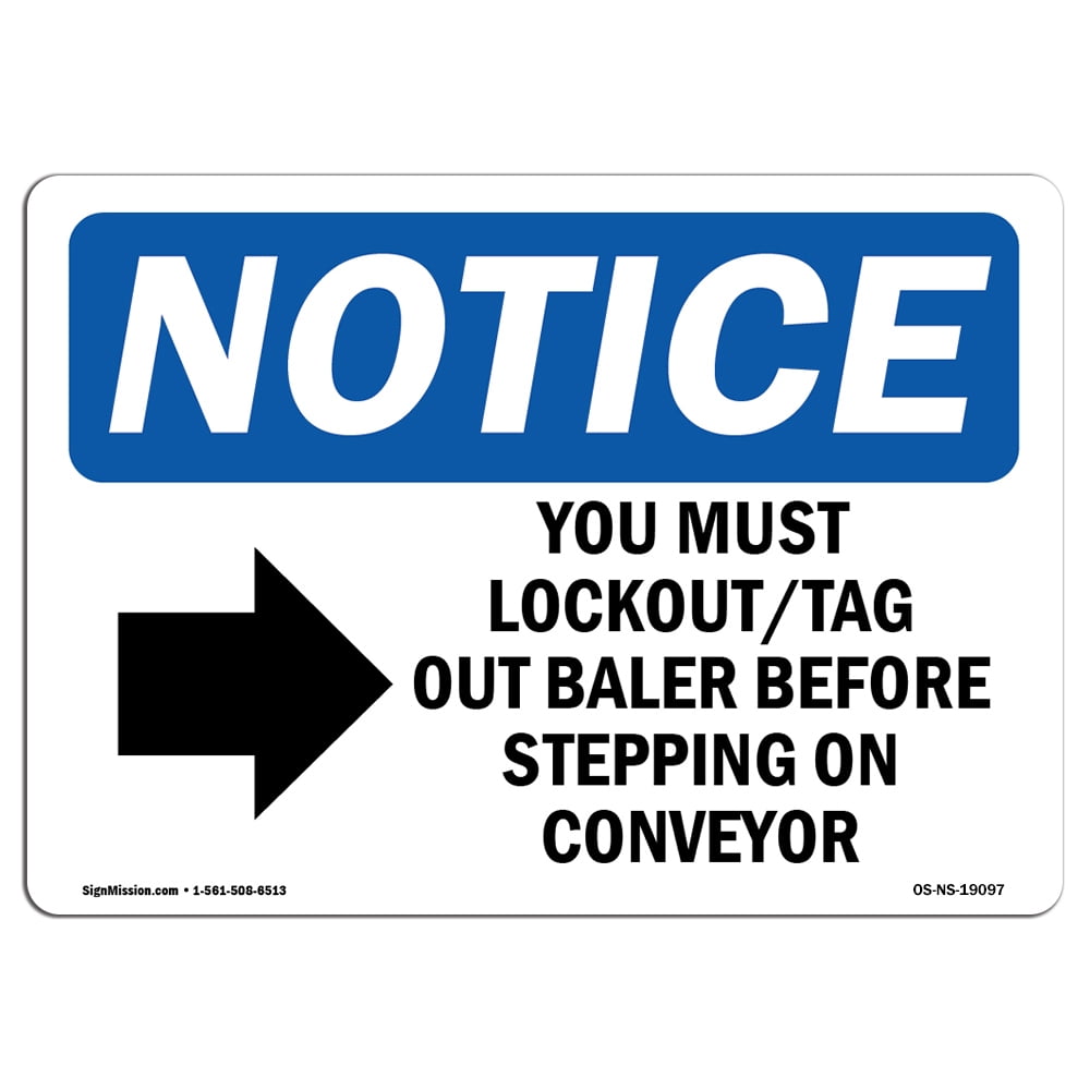 OSHA Notice Signs - You Must Lockout Tag Out Baler Sign With Symbol ...