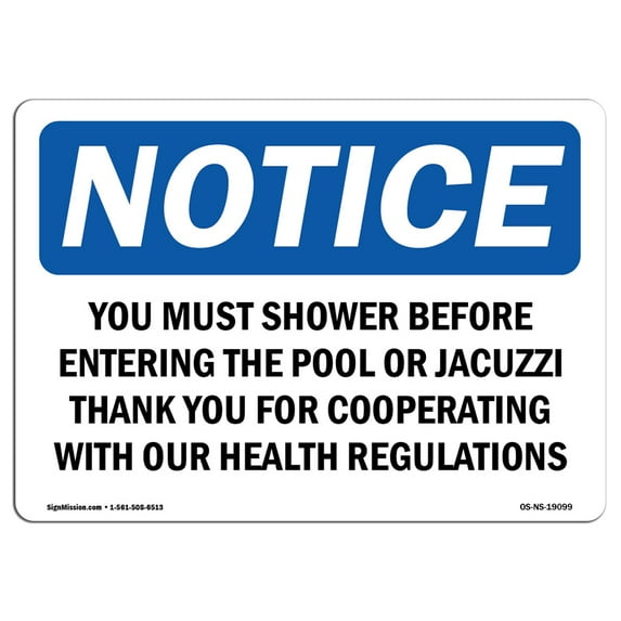 OSHA Notice Signs - You Must Shower Before Entering The Pool | Decal | Protect Your Business, Work Site, Warehouse | Made in the USA
