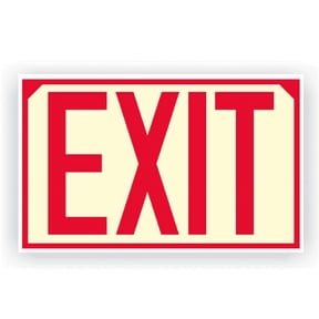OSHA Photoluminescent Exit Sign (Red) UV Inks on Aluminum 12" x 7.5" | HEAT Resistant | COLD Tolerant | WEATHER Proof. - MADE IN USA