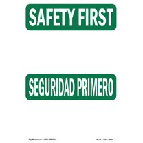 OSHA SAFETY FIRST Sign - Bilingual | Plastic Sign | Protect Your Business, Construction Site, Warehouse & Shop Area | Made in the USA