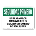 thumbnail image 1 of OSHA SAFETY FIRST Sign - Careful Worker Best Safety Spanish | Decal | Protect Your Business, Work Site, Warehouse & Shop Area | Made in the USA, 1 of 5