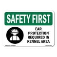 thumbnail image 1 of OSHA SAFETY FIRST Sign - Ear Protection Required In Kennel Area | Plastic Sign | Protect Your Business, Work Site, Warehouse & Shop Area | Made in the USA, 1 of 5