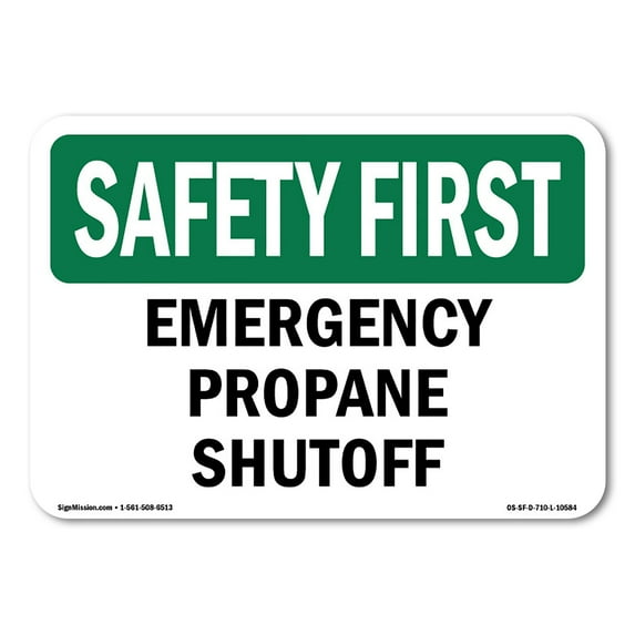 OSHA SAFETY FIRST Sign - Emergency Propane Shutoff | Decal | Protect Your Business, Construction Site, Warehouse & Shop Area | Made in the USA