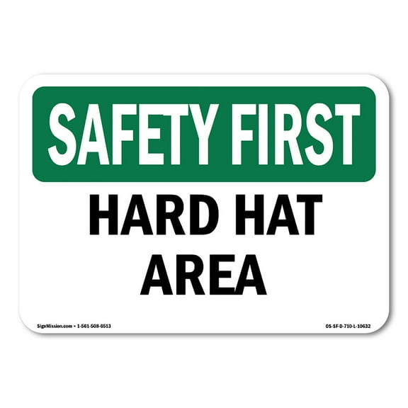 OSHA SAFETY FIRST Sign - Hard Hat Area | Decal | Protect Your Business, Construction Site, Warehouse & Shop Area | Made in the USA