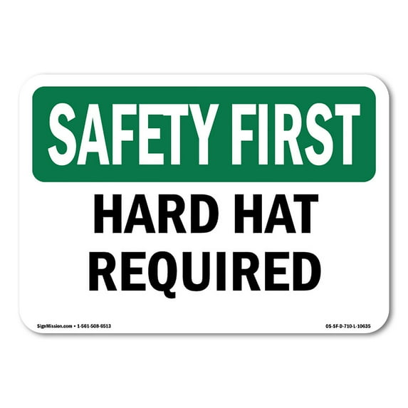 OSHA SAFETY FIRST Sign - Hard Hat Required | Decal | Protect Your Business, Construction Site, Warehouse & Shop Area | Made in the USA