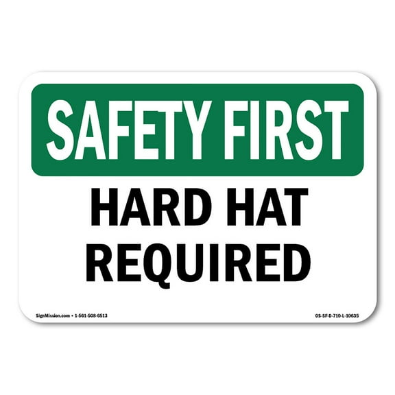 OSHA SAFETY FIRST Sign - Hard Hat Required | Plastic Sign | Protect Your Business, Construction Site, Warehouse & Shop Area | Made in the USA