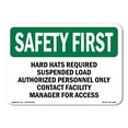 thumbnail image 1 of OSHA SAFETY FIRST Sign - Hard Hats Required Suspended Load Authorized | Plastic Sign | Protect Your Business, Work Site, Warehouse | Made in the USA, 1 of 5
