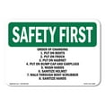 thumbnail image 1 of OSHA SAFETY FIRST Sign - Order Of Changing 1. Put On Boots 2. Put | Plastic Sign | Protect Your Business, Work Site, Warehouse | Made in the USA, 1 of 5