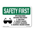 thumbnail image 1 of OSHA SAFETY FIRST Sign - PPE Required Beyond This Point With Symbol | Plastic Sign | Protect Your Business, Work Site, Warehouse | Made in the USA, 1 of 5