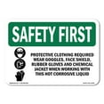 thumbnail image 1 of OSHA SAFETY FIRST Sign - Protective Clothing Required With Symbol | Plastic Sign | Protect Your Business, Work Site, Warehouse | Made in the USA, 1 of 5