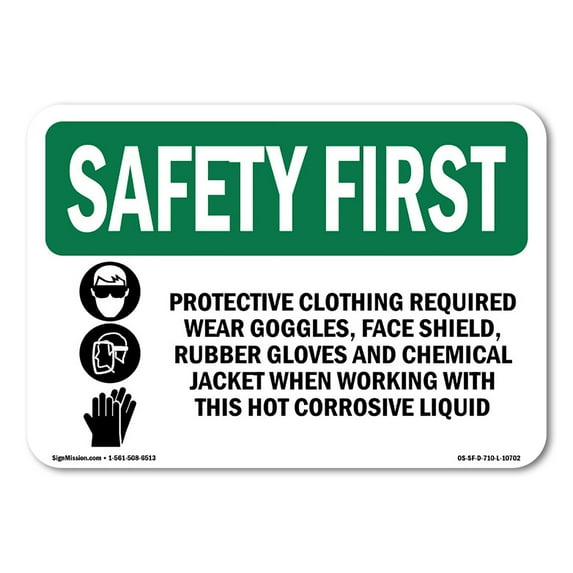 OSHA SAFETY FIRST Sign - Protective Clothing Required With Symbol | Plastic Sign | Protect Your Business, Work Site, Warehouse | Made in the USA