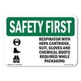 thumbnail image 1 of OSHA SAFETY FIRST Sign - Respirator With Hepa Cartridge With Symbol | Plastic Sign | Protect Your Business Work Site Warehouse | Made in the USA, 1 of 5