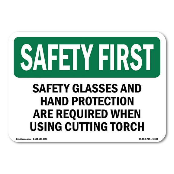 OSHA SAFETY FIRST Sign - Safety Glasses And Hand Protection Are Required | Plastic Sign | Protect Your Business, Work Site, Warehouse | Made in the USA
