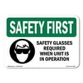 thumbnail image 1 of OSHA SAFETY FIRST Sign - Safety Glasses Required When With Symbol | Plastic Sign | Protect Your Business, Work Site, Warehouse | Made in the USA, 1 of 5