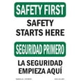 thumbnail image 1 of OSHA SAFETY FIRST Sign - Safety Starts Here Bilingual | Plastic Sign | Protect Your Business, Construction Site, Warehouse & Shop Area | Made in the USA, 1 of 5