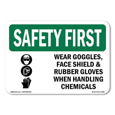 OSHA SAFETY FIRST Sign - Wear Goggles Face Shield & With Symbol | Plastic Sign | Protect Your Business Work Site Warehouse & Shop Area | Made in the USA
