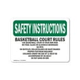 thumbnail image 1 of OSHA SAFETY INSTRUCTIONS Sign - Basketball Court Rules Use Basketball Court, 1 of 6