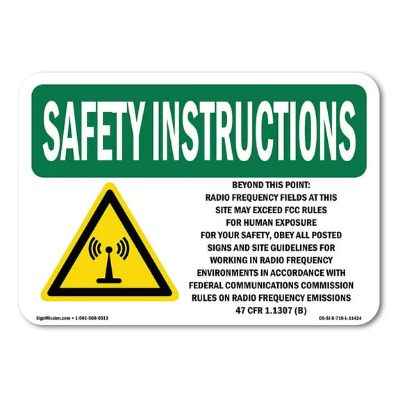 OSHA SAFETY INSTRUCTIONS Sign - Beyond This Point Radio Frequency With Symbol | Decal | Protect Your Business, Warehouse | Made in the USA