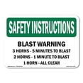 thumbnail image 1 of OSHA SAFETY INSTRUCTIONS Sign - Blast Warning 3 Horns - 5 Minutes To Blast | Plastic Sign | Protect Your Business, Work Site, Warehouse | Made in the USA, 1 of 5